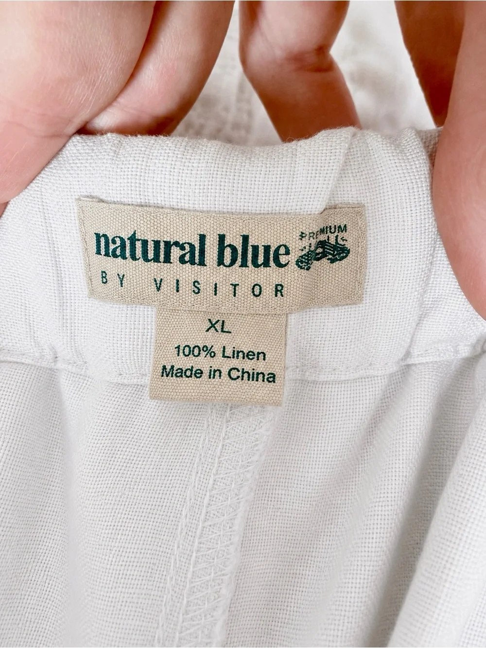 Natural Blue by Visitor Men's XL 100% Linen Drawstring Pants White